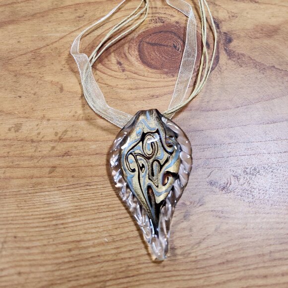New Womens Murano Blown Glass Leaf Swirl Necklace 4 in1 - Picture 7 of 7